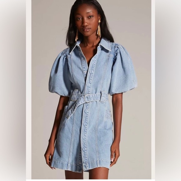 Anthropologie | Dresses | Anthropologie Nwt Aureta Studios Denim Puffsleeve  Dress Size L | Poshmark